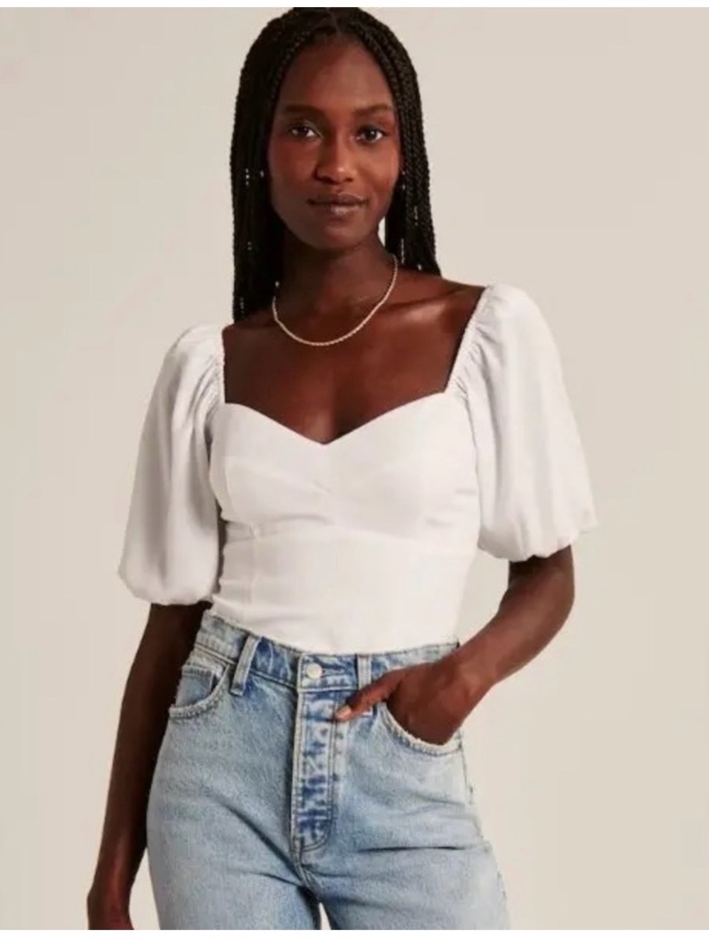 Abercrombie Puff Sleeve Corset Sweetheart Top
